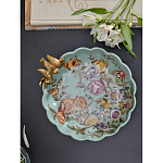 Блюдо из голубого фарфора с бронзовой птичкой Blue Garden варинант исполнения - 5 | Loft Concept в Казани