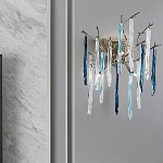 Бра с ветвистым каркасом из металла и подвесками из стекла Droplet Chandelier варинант исполнения - 1 | Loft Concept в Казани