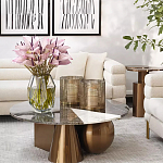 Дизайнерский журнальный стол с круглой столешницей на 3-х геометрических ножках Lehumod варинант исполнения - 3 | Loft Concept в Казани