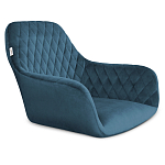 Барный стул со спинкой и подлокотниками на 4-х деревянных ножках Douglas Rhombus Синий Велюр варинант исполнения - 2 | Loft Concept в Казани