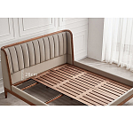 Кровать двуспальная с мягким изголовьем Moon Walnut Bed варинант исполнения - 9 | Loft Concept в Казани