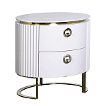 Тумбочка белая овальная с мраморной столешницей Thoroughbass варинант исполнения - 1 | Loft Concept в Казани