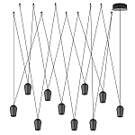 Подвесной светильник черными плафонами на длинных пересекающихся тросах Construction варинант исполнения - 7 | Loft Concept в Казани