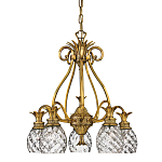 Люстра цвета латунь с 5-ю плафонами из рельефного стекла в форме ананаса Hinkley варинант исполнения - 1 | Loft Concept в Казани