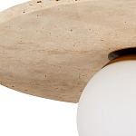 Потолочный светильник из травертина с плафоном из белого матового стекла Marble Glow варинант исполнения - 1 | Loft Concept в Казани