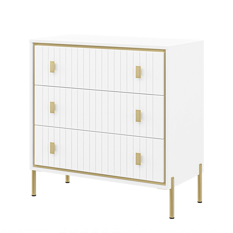 Комод белый глянцевый с тремя ящиками Antique Order Белый Золотой в Казани | Loft Concept 