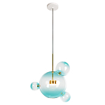Подвесной светильник с прозрачными бирюзовыми стеклянными шарами и золотыми деталями Диаметр 43 Giopato & Coombes варинант исполнения - 1 | Loft Concept в Казани