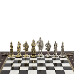 Шахматы в ларце из натуральных камней Долерит Малахит Мрамор Decorative Thematic Chess Русь варинант исполнения - 4 | Loft Concept в Казани