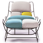 Дизайнерское разноцветное кресло на металлическом каркасе с подставкой для ног Poltronova Plasma Armchair варинант исполнения - 4 | Loft Concept в Казани