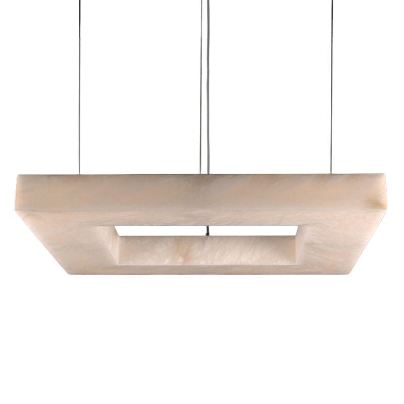 Люстра с квадратным каменным плафоном Calcite Square Light Латунь Белый Люстра с квадратным каменным плафоном Calcite Square Light Латунь Белый в Казани | Loft Concept