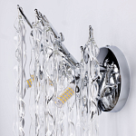 Бра цвета хром с ветвями и прозрачными стеклянными подвесками в виде вытянутых спиральных капель Droplet Chandelier варинант исполнения - 6 | Loft Concept в Казани