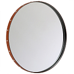 Зеркало овальное в металлической раме с кожаной отделкой Loft in Reflection варинант исполнения - 1 | Loft Concept в Казани