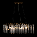 Люстра подвесная прямоугольная с бронзовыми акцентами и прозрачными стеклянными каплями Droplet Chandelier варинант исполнения - 2 | Loft Concept в Казани