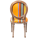 Стул бежевый в разноцветную полоску из натурального бука с изображением птиц и цветов Blooming Red Blue Birds Colorful Stripes Chair варинант исполнения - 3 | Loft Concept в Казани