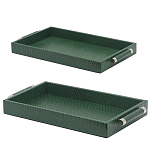 Комплект из двух прямоугольных подносов зеленого цвета Serpent варинант исполнения - 2 | Loft Concept в Казани