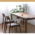 Стул деревянный с мягким сиденьем из черной натуральной кожи Moon Walnut Furniture варинант исполнения - 1 | Loft Concept в Казани