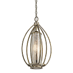 Подвесной светильник овальной формы с цилиндрическим плафоном в цвете сусальное серебро Kichler варинант исполнения - 1 | Loft Concept в Казани