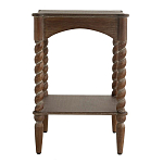 Приставной столик деревянный с резными ножками и нижней полкой Vintage Side Table Brown Wood варинант исполнения - 3 | Loft Concept в Казани