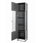 Шкаф-витрина цвета графит с полками и стеклянной дверью Strict Lines варинант исполнения - 3 | Loft Concept в Казани