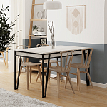 Стол обеденный с прямоугольной столешницей пыльного белого цвета на 4-х металлических ножках PAL ANCIENT WHITE варинант исполнения - 3 | Loft Concept в Казани