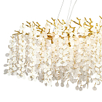 Линейная люстра с круглыми хрустальными подвесками Fairytree Gold Crystal Branches Linear Chandelier  варинант исполнения - 2 | Loft Concept в Казани
