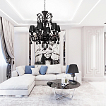 Люстра подвесная с плиссированными абажурами и множеством подвесок черного цвета Диаметр 62 см Lustre Reverie варинант исполнения - 4 | Loft Concept в Казани