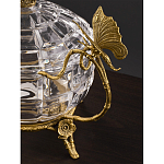 Конфетница из прозрачного рельефного стекла с ручками в виде стрекоз и фигуркой лебедя Eden Garden варинант исполнения - 4 | Loft Concept в Казани