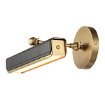 Светильник для картин цвет винтажная латунь с прямоугольным плафоном из кожи черного цвета Alora варинант исполнения - 4 | Loft Concept в Казани