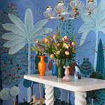 Обои ручная роспись Malwa Special Colourway on blue painted Xuan paper варинант исполнения - 1 | Loft Concept в Казани