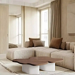 Дизайнерский журнальный стол с фигурной столешницей на белом основании Holarisex варинант исполнения - 1 | Loft Concept в Казани