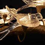 Люстра подвесная с прозрачными стеклянными птичками на ветвях Диаметр 80 см Serip Voa варинант исполнения - 10 | Loft Concept в Казани