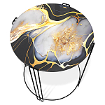 Стол журнальный круглый со столешницей из стекла Gold and Black Marble варинант исполнения - 2 | Loft Concept в Казани