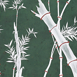 Обои ручная роспись Bamboo Argent on Edo Green painted silk варинант исполнения - 2 | Loft Concept в Казани