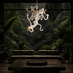 Люстра с тремя фигурами обезьян с лампочками в руках белого цвета Hanging Monkey варинант исполнения - 10 | Loft Concept в Казани