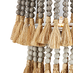 Подвесной светильник двухъярусный с декором из круглых деревянных бусин с кисточками Gray Brown Wooden Beads Chandelier варинант исполнения - 1 | Loft Concept в Казани