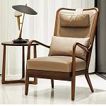 Кресло c каркасом из массива дерева и с мягким подголовником Walnut Armchair варинант исполнения - 1 | Loft Concept в Казани