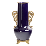 Ваза темно-синяя фарфоровая с бронзовыми ручками и ножками Eden Garden варинант исполнения - 1 | Loft Concept в Казани