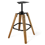 Барный стул со спинкой и металлической подставкой на 4-х деревянных ножках Синий Велюр Vendramin Chair варинант исполнения - 4 | Loft Concept в Казани