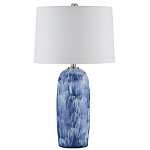 Настольная лампа керамическая с бело-синими мазками Painterly Strokes варинант исполнения - 3 | Loft Concept в Казани