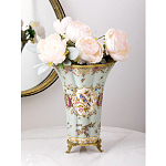 Ваза голубого цвета из фарфора с цветочным рисунком и бронзовой стрекозой Blue Garden варинант исполнения - 4 | Loft Concept в Казани