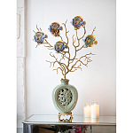 Ваза зеленая с бронзовыми ветвями и фарфоровыми рыбками Eden Garden варинант исполнения - 4 | Loft Concept в Казани