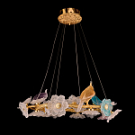 Люстра круглая на золотом каркасе с птичками и цветочным декором Miscellaneous herbs варинант исполнения - 2 | Loft Concept в Казани