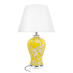 Настольная лампа желтая с изображением белых птиц Flight Among Acacia варинант исполнения - 1 | Loft Concept в Казани