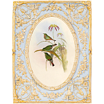Декоративный постер с изображением птиц в раме с рельефным растительным узором Blooming Birds Poster варинант исполнения - 12 | Loft Concept в Казани