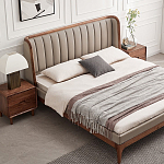 Кровать двуспальная с мягким изголовьем Moon Walnut Bed варинант исполнения - 1 | Loft Concept в Казани