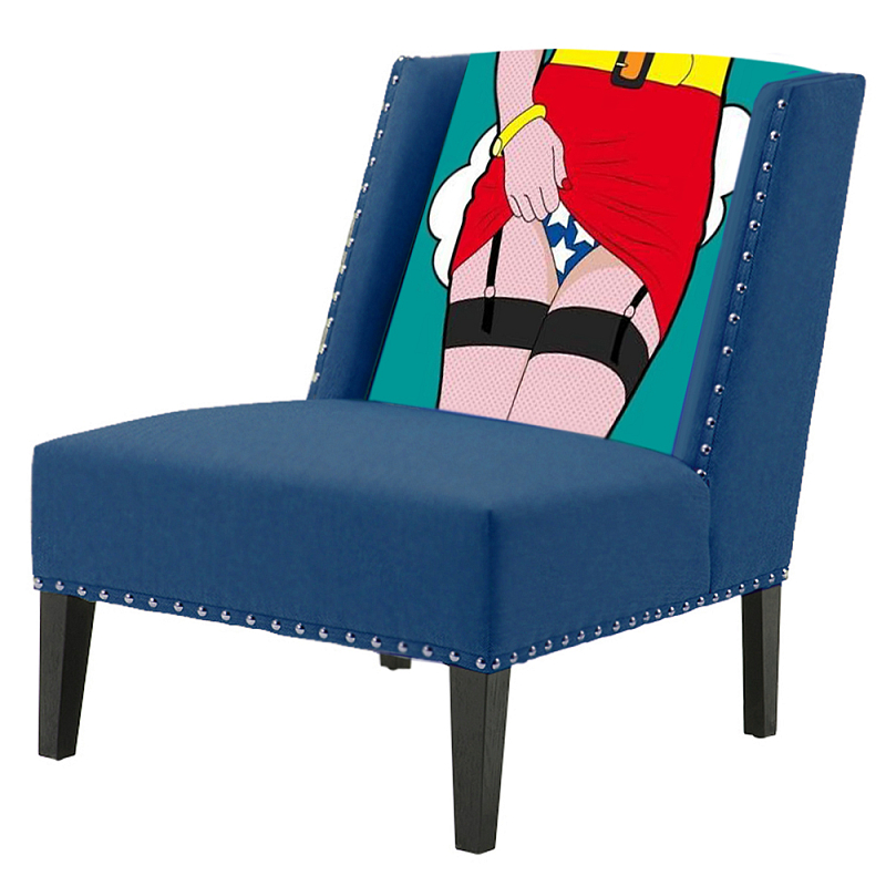 FUN Armchair "Super woman" Blue Дизайнерское кресло с цветным принтом Бирюзовый в Казани | Loft Concept 