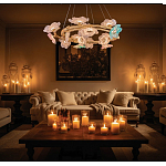 Люстра круглая на золотом каркасе с цветочным декором Miscellaneous herbs варинант исполнения - 7 | Loft Concept в Казани