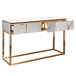 Консоль с ящиками зеркальная с золотым декором Gold Painted Mirror Console варинант исполнения - 2 | Loft Concept в Казани