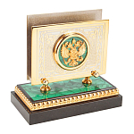 Настольный письменный набор из малахита и долерита с декором в виде герба России Leader Organizer варинант исполнения - 6 | Loft Concept в Казани