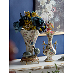 Ваза белого цвета из фарфора с цветочным рисунком и бронзовыми ручками с фигурками птиц Eden Garden porcelain and bronze варинант исполнения - 6 | Loft Concept в Казани